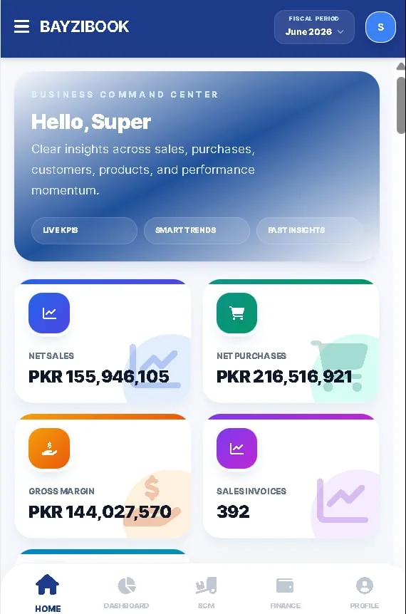 BayziBook ERP admin dashboard