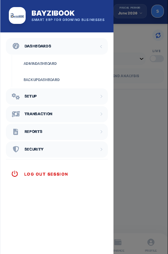BayziBook ERP role permission screen
