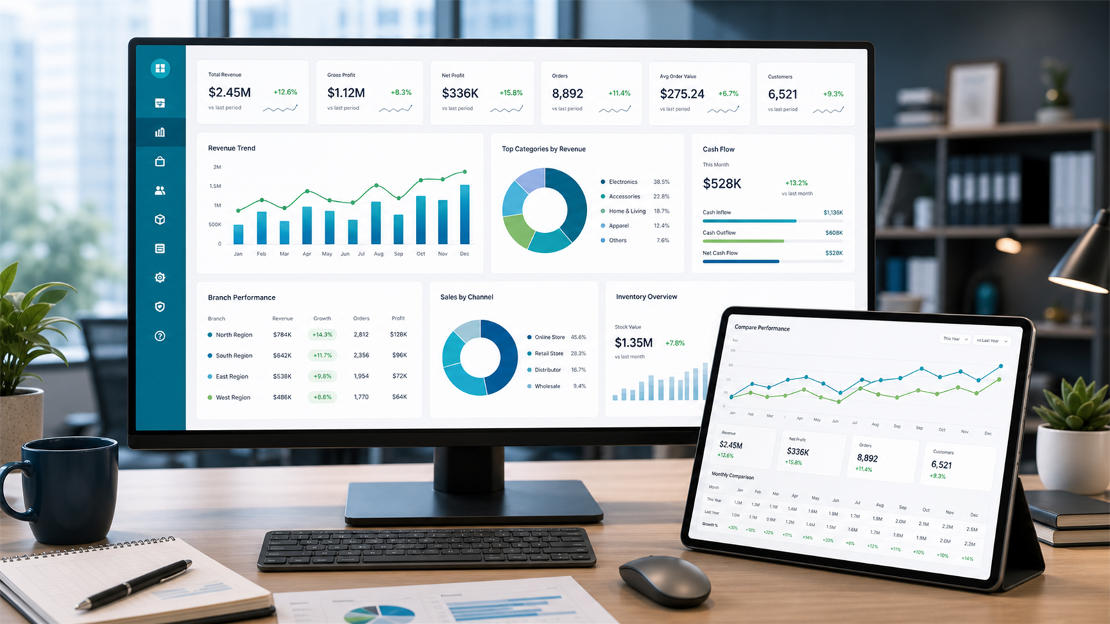 BayziBook reporting and analytics ERP module