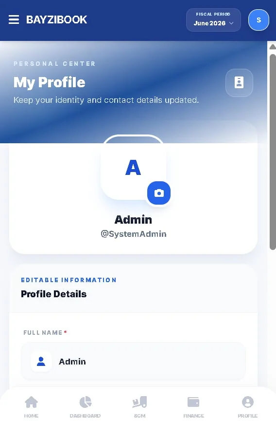 BayziBook sale invoice transaction screen